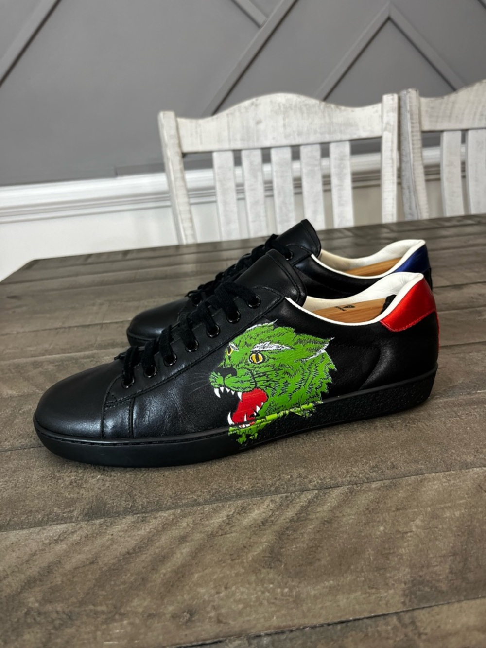 GUCCI Ace Low Black Green Panter
Leather Sneakers Sz 12 - Picture 2 of 7